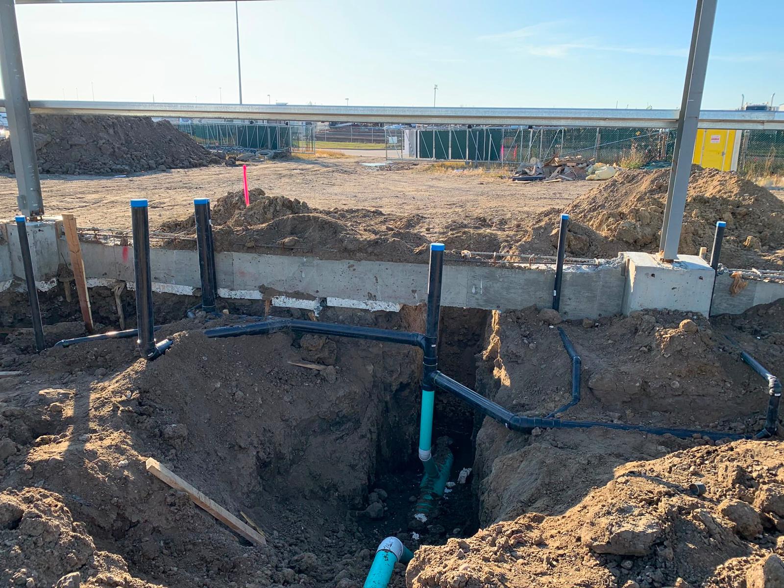 Underground plumbing trench work